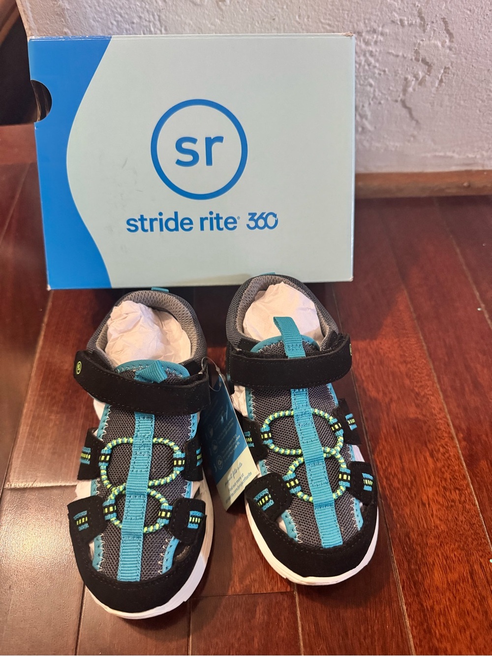 Stride Rite Kids' Black & Teal Active Sandals (little kid size 8M)